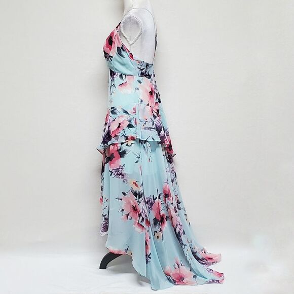 FASHION Nova Dazed In Floral Maxi Dress Layered Ruffle Backless V-neck Large - Picture 6 of 13